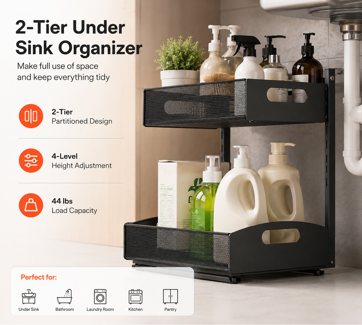 2-Tier Pull-Out Sink Organizer