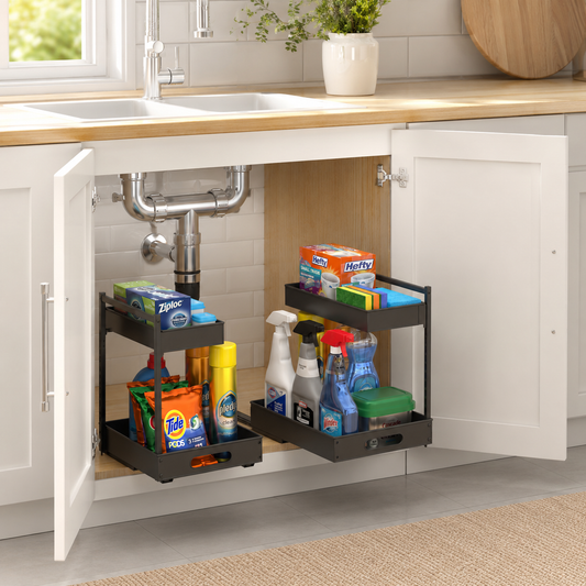 Sliding Under-Sink Storage Organizer - 2 Pcs