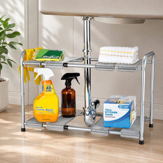 Expandable Under-Sink Storage Shelf