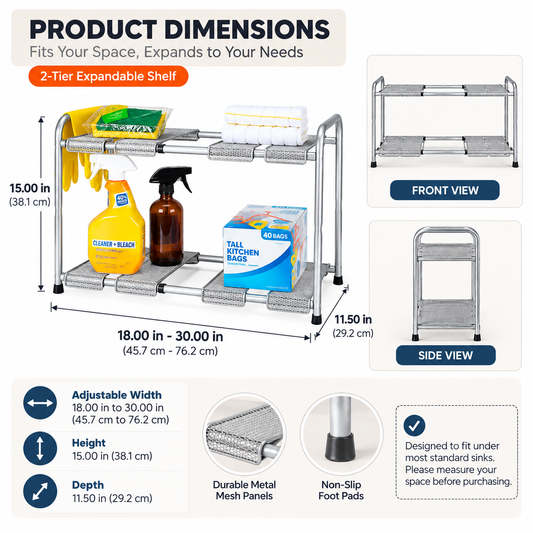 Expandable Under-Sink Storage Shelf